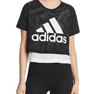 ADIDAS ORIGINALS ID Y2K Layered Black White Cropped Shirt Size Large Athletic
